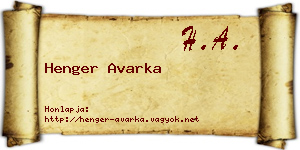 Henger Avarka névjegykártya